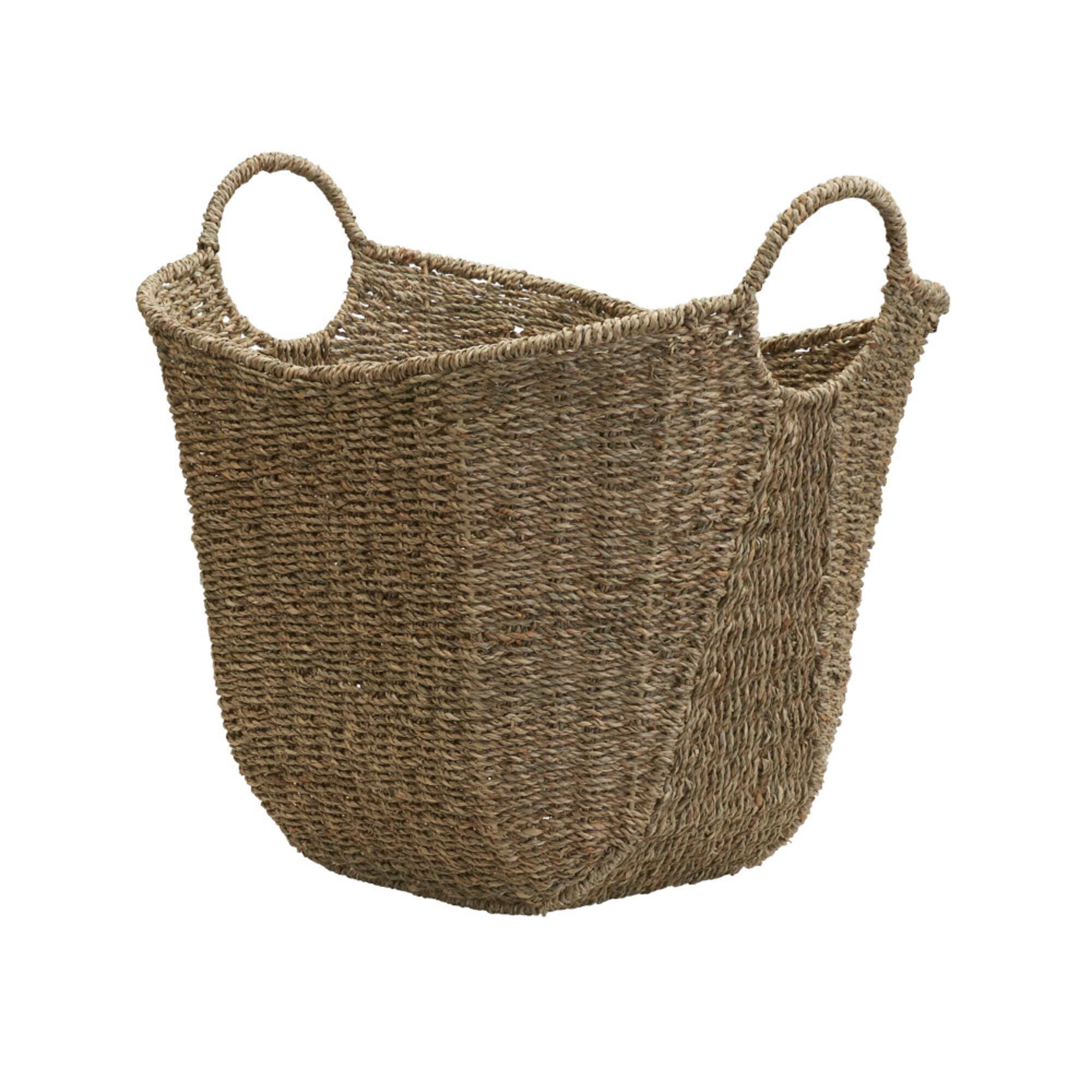 Household Essentials 17.5" Natural Woven Seagrass Basket with Handles